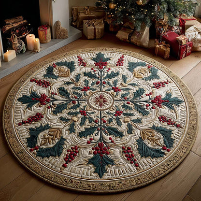 Winter Berry Crest Quilted Round Mat NCU0QQ088