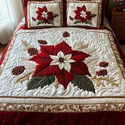 Winter Blossom 3-Piece Quilted Bedding Set NCU0DV1801