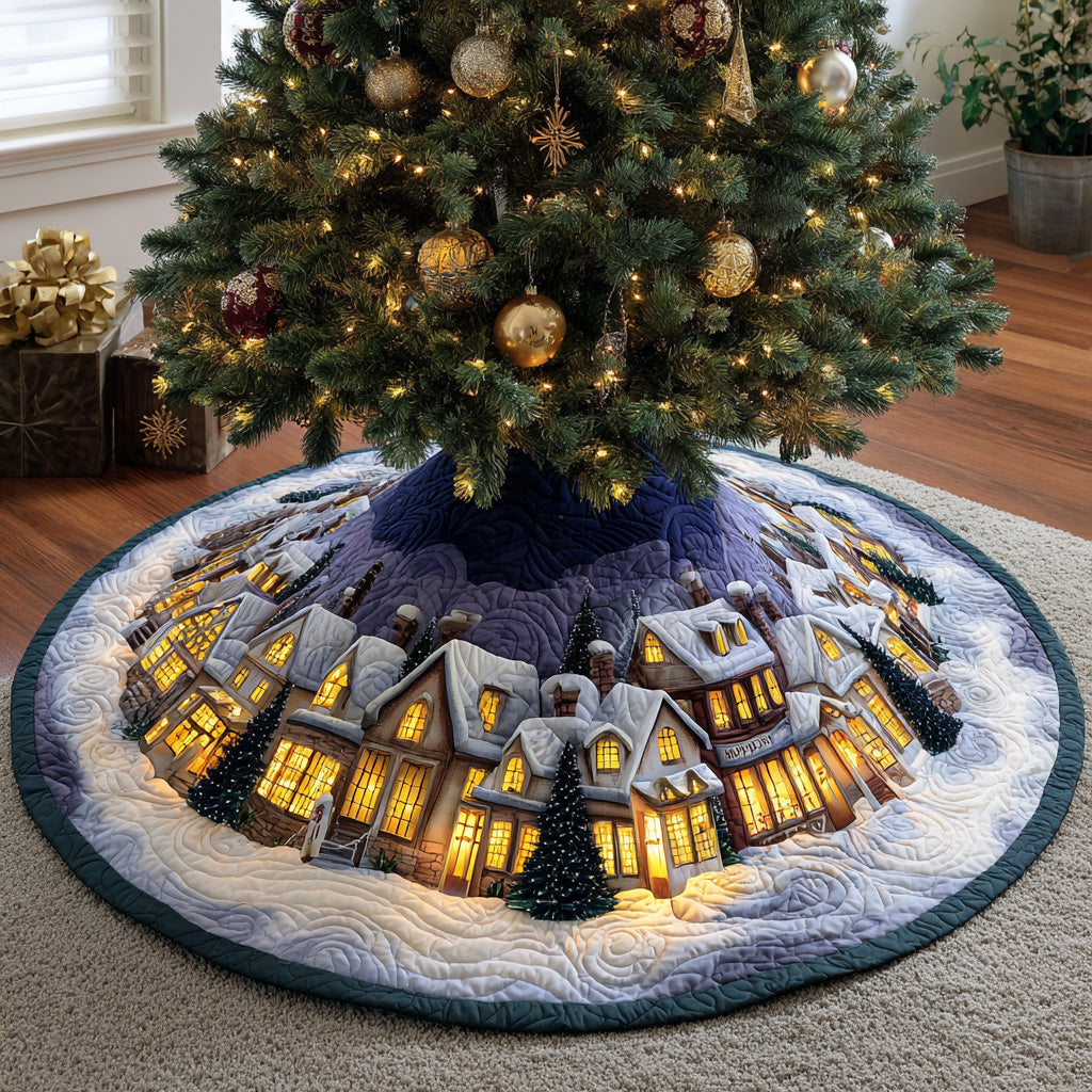 Winter Glow Village Christmas Quilted Tree Skirt NCU0DH395
