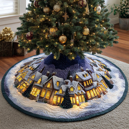 Winter Glow Village Christmas Quilted Tree Skirt NCU0DH395