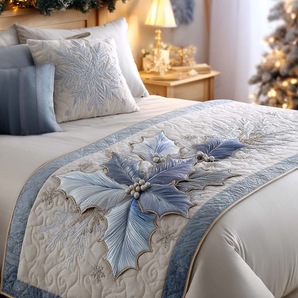 Winter Holly Quilted Bed Runner NCU0XD781