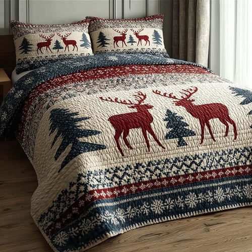 Winter Lodge Deer 3-Piece Quilted Bedding Set NCU0QQ132