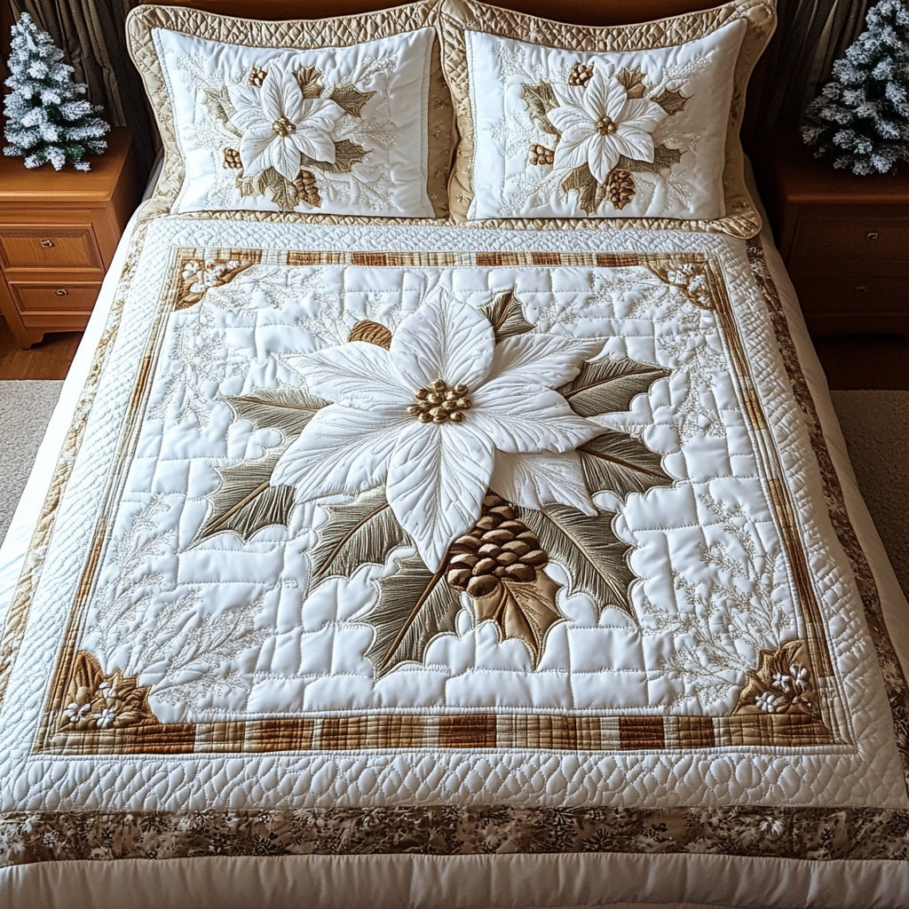 Winter Magic Blossoms 3-Piece Quilted Bedding Set NCU0DV1996