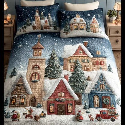 Winter Magic Town 3-Piece Quilted Bedding Set NCU0HT003