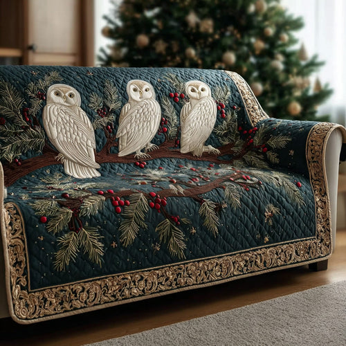 Winter Night Owl Trio Quilted Sofa Cover NCU0DH633