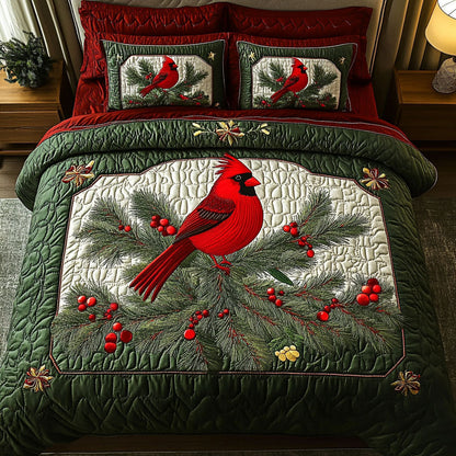 Winter Red Elegance 3-Piece Quilted Bedding Set NCU0DK2601