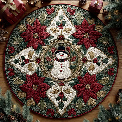 Winter Snow Medallion Quilted Round Mat NCU0QQ090