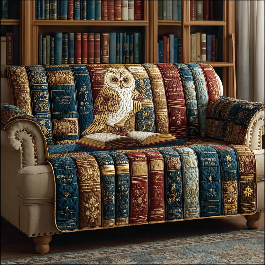 Wisdom Library Owl Quilted Sofa Cover NCU0DH634