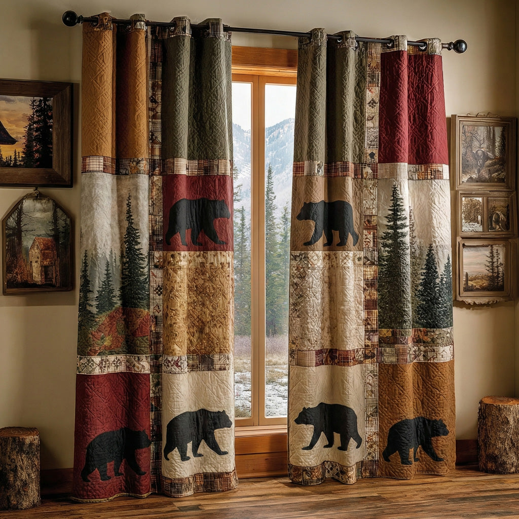 Woodland Bears Quilted Curtains NCU0DH746