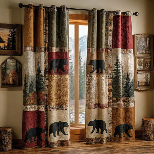 Woodland Bears Quilted Curtains NCU0DH746