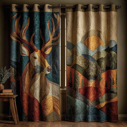 Woodland Stag Quilted Curtains NCU0QQ225