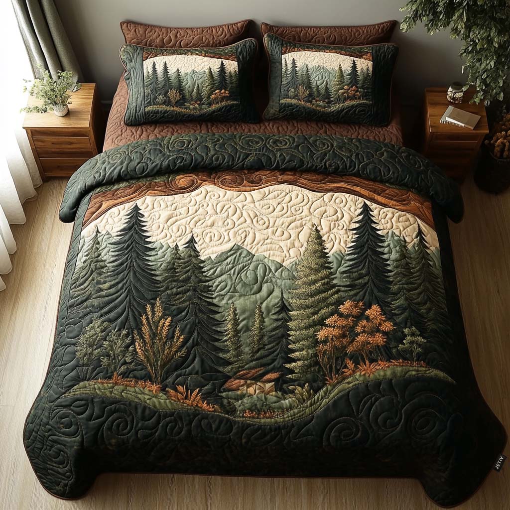 Woodland Wanderlust 3-Piece Quilted Bedding Set NCU0DV4741