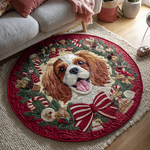 Wreath King Charles Quilted Round Mat NCU0HH455