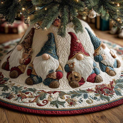 Yuletide Gnome Christmas Quilted Tree Skirt NCU0QQ151