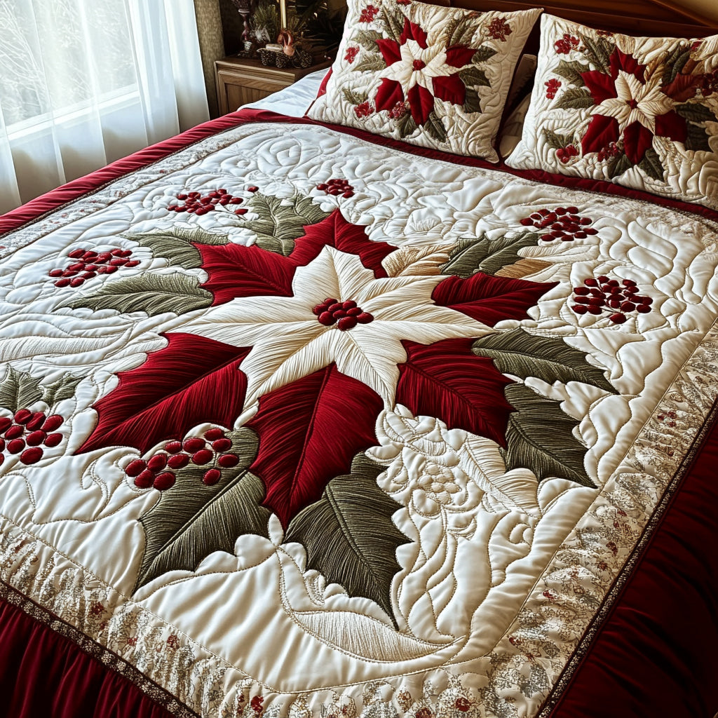 Yuletide Greetings 3-Piece Quilted Bedding Set NCU0DV1802
