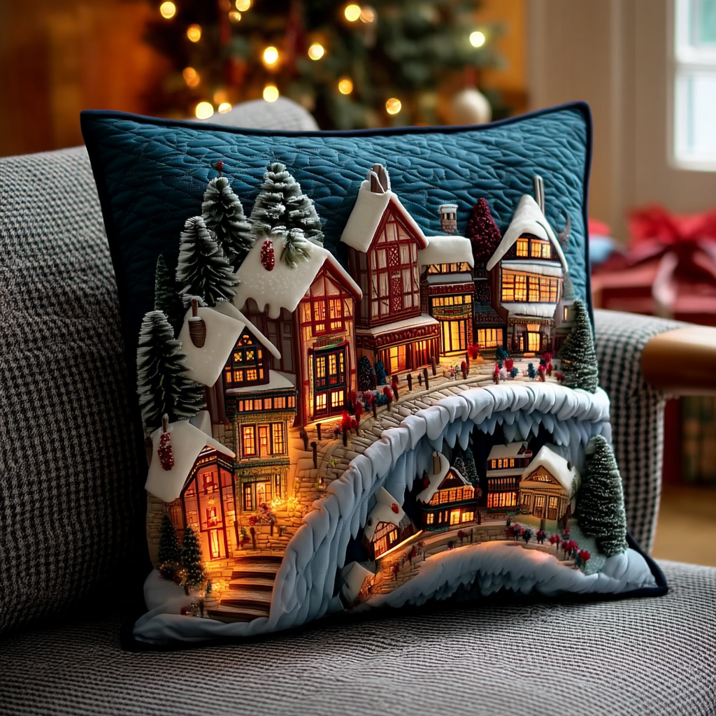 Yuletide Village Quilted Pillow Case NCU0NL101
